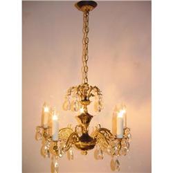 Crystal & bronze chandelier. #1292611
