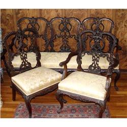19c English Chippendale Settee Chair Armchair #1292678
