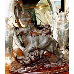 Nippon Bronze elephant and tigers signed #1292693
