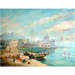 Large antique View of Naples Napoli  #1292757