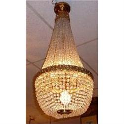 Antique Crystal and Bronze Beaded Chandelier #1299869