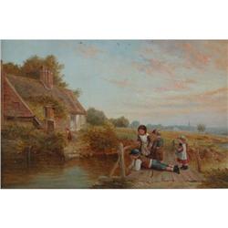 Children Fishing Off a Bridge, by Archibald #1300073