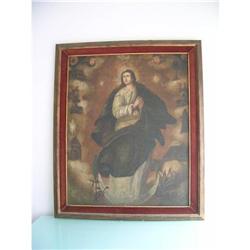 IBERO AMERICAN - BOLIVIAN RELIGIOUS  PAINTING ,#1300457