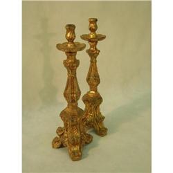 Carved and Gilded Set of 6  Wood Candlesticks #1300461