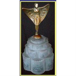 BUTTERFLY LADY GLASS & BRONZE ART DECO LAMP #1300472