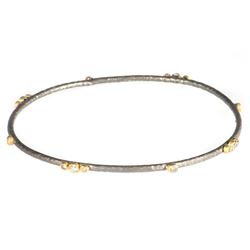 Diamond, blackened silver & 14k gold bangle bracelet