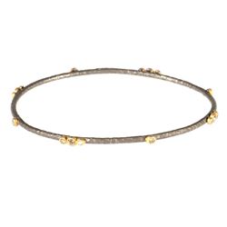 Diamond, blackened silver & 14k gold bangle bracelet