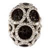 Image 1 : Diamond, black diamond and 18k white gold ring
