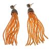 Image 1 : Coral, diamond, silver & 14k gold tassel earrings