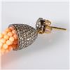 Image 3 : Coral, diamond, silver & 14k gold tassel earrings