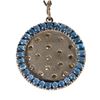 Image 1 : Sapphire, diamond and blackened silver pendant with chain