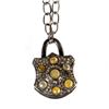 Image 1 : Diamond and blackened silver lock pendant with chain