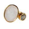 Image 2 : Labradorite, moonstone and vermeil silver ring