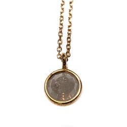 Rose-cut diamond and 18k gold pendant with chain