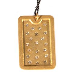 Diamond and vermeil silver dog tag pendant with chain