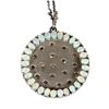 Image 1 : Opal, diamond and blackened silver pendant with chain