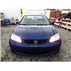 Image 2 : A12A --  2004 HONDA CIVIC  , Blue , 332127  KM's "NO RESERVE"