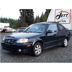 J3 --  2004 HYUNDAI ACCENT GL , Black , 190855  KM's