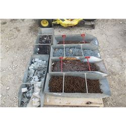 6 Metal Containers Full of Nails, 2" to 4" - 1 Is Insulation Nails