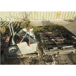 Tow Bar, 2 Receiver Hitches, Snowmobile Lift, & Wheel Barrel Tire