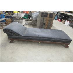 Vintage Oak Chaise Lounger 13-21" H 24" W 72"L
