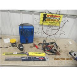 Mastercraft Elec Heater, Booster Cables, Wipers & Metal Yard Decor