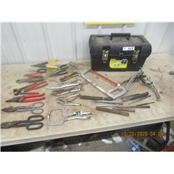 Vice Grips, Pliers, Tin Snips, Hack Saw Chisels, Punches Gear Pullers, & Tool Box