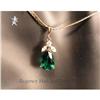 Image 1 : RHJ Simulated Emerald (YAG) Pear & CZ Pendant #1225375