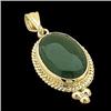 Image 1 : 14k  Gold Pendant GREEN JADE #1225766