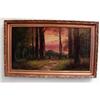 Image 1 : R. Mower "Sunset" Landscape Oil Painting d.1923#1258908