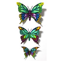 Patricia Govezensky- Original Painting on Cutout Steel (Set of 3) "Set of 3 Butterflies"