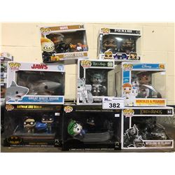 APPROX. 8 NEW IN BOX FUNKO POPS (JAWS, SATURDAY NIGHT LIVE, RICK & MORTY, GHOST RIDER, BATMAN, &