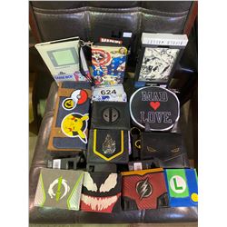 13 NEW WITH TAG WALLETS (DISNEY, BATMAN, MARVEL, POKEMON, & MORE)