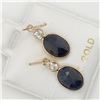 Image 2 : 14K SAPPHIRE (3.1CT) & DIAMOND (0.2CT) EARRINGS