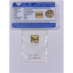 NATURAL DIAMOND, CHAMPAGNE COLOR 0.015CT, 1.5MM, CLARITY SI3-I1, BRILLIANT ROUND CUT