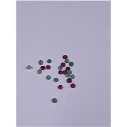 CUT GEMSTONES READY TO BE SET IN JEWELRY; RUBY 10PCS 0.85CT, EMERALD 13PCS 0.95CT