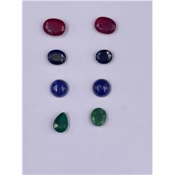 READY TO BE SET IN JEWELRY; SAPPHIRE 14CT, RUBY 22.75CT, EMERALD 11.05CT, LAPIS