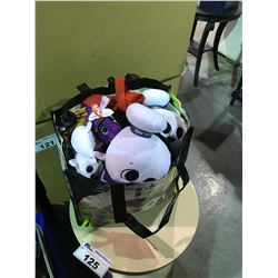 BAG OF ASSORTED NEW WITH TAG PRODUCTS: TY BEANIE BABIES, MARVEL HAT, REUSABLE BAGS, & MORE