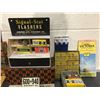 Image 2 : ASSORTED VINTAGE LIGHTBULBS, SPARK PLUGS, DECORATIVE LICENSE PLATES, BRAKE LINE RIVETS, & MORE