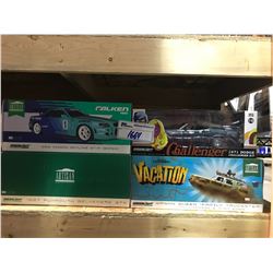 4 NEW IN BOX MODEL CARS: 1999 SKYLINE GT-R, 1971 CHALLENGER R/T, WAGON QUEEN FAMILY TRUCKSTER, 1967