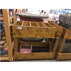 WOODEN ROLLING BIN WITH DIVIDERS