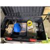 Image 3 : 3 BINS OF ASSORTED WEIGHTS, EQUIPMENT, & TOOLS