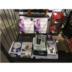 ASSORTED PRODUCTS INCLUDING: CAT STAX GAME, WAHL ALL-IN-ONE TRIMMER, BEER TASTING PLATTER, & MORE