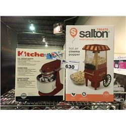 KITCHENAID ICE CREAM MAKER & SALTON TREATS HOT AIR CINEMA POPCORN POPPER