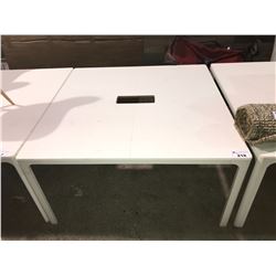 55" X 55" WHITE TABLE WITH CUT OUT MIDDLE