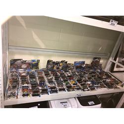 SHELF LOT OF ASSORTED BATMAN, STAR WARS AND COLLECTABLE HOT WHEELS