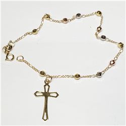 10K CROSS  BRACELET 7.5"