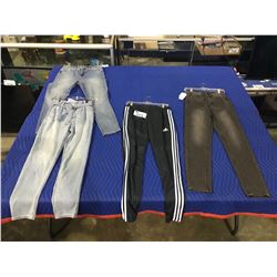 4 BOTTOMS NEW WITH TAGS SIZES SMALL, 00, 8, 24 BRANDS: OBEY, ADIDAS, GAP, AMERICAN EAGLE