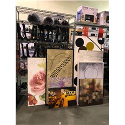 8 PIECES OF ASSORTED SIZE UNFRAMED  & OIL ON CANVAS ARTWORK
