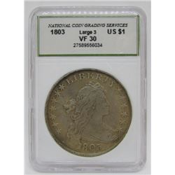 1803 LARGE 3 VF 30 US $1 DRAPED BUST DOLLAR